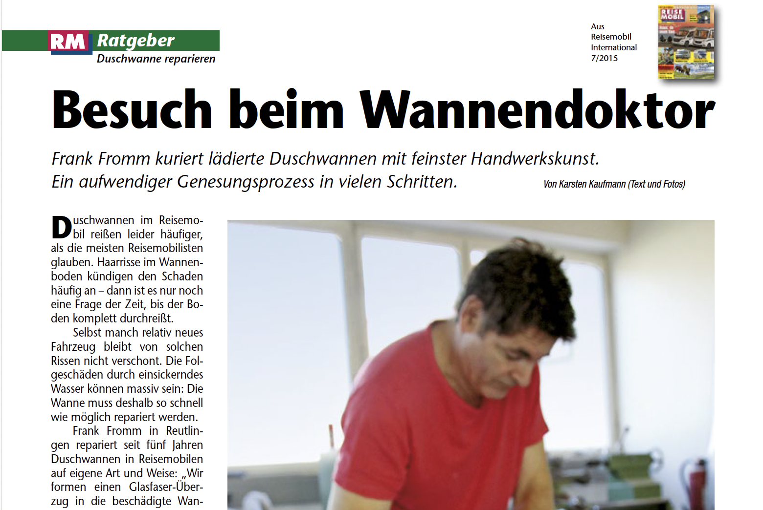 Ausschnitt Pressebericht RM Ratgeber Duschwanne reparieren